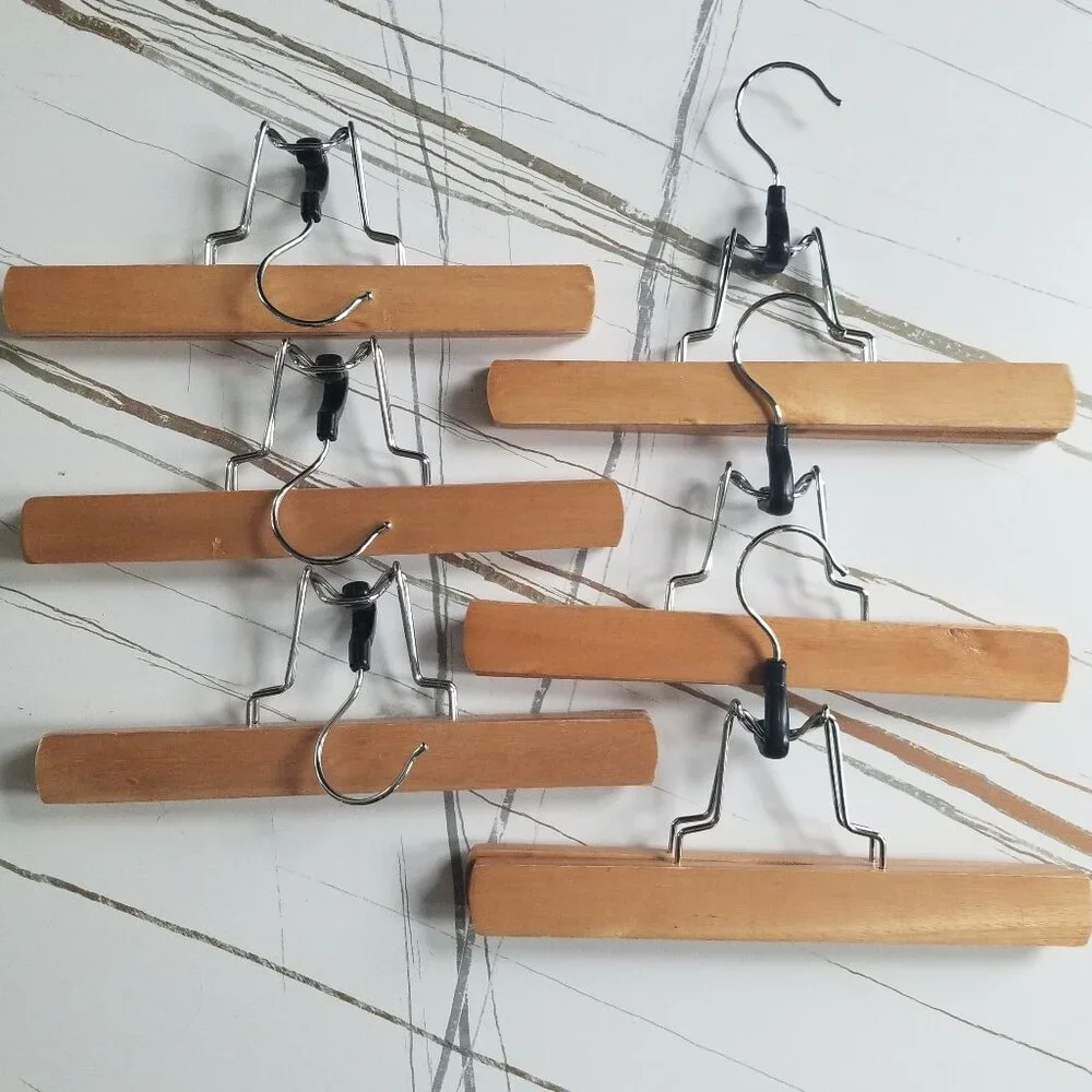 Wood Pants Hangers, set of 6